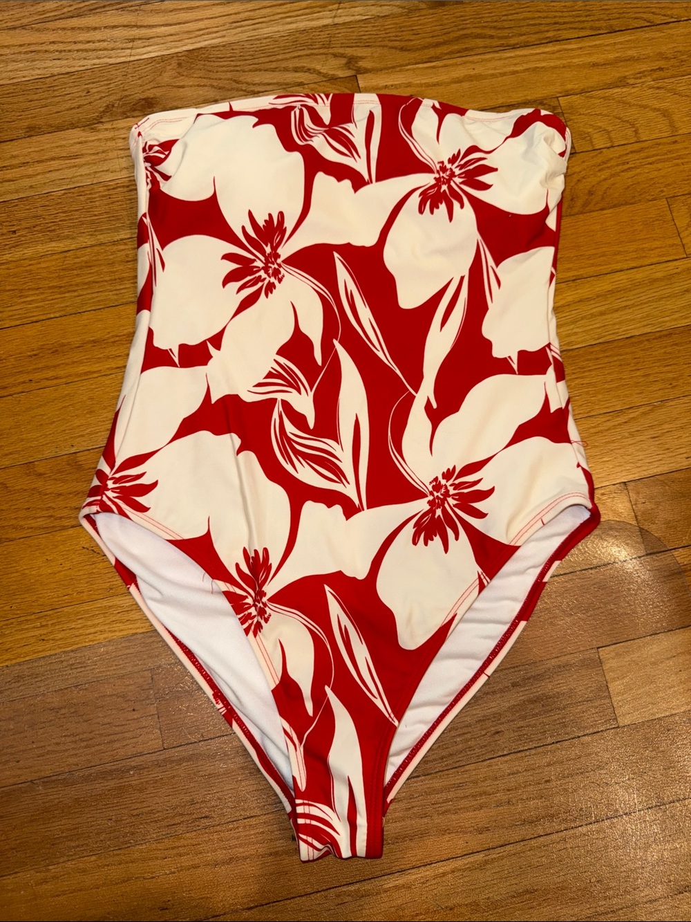 Shade & Shore Red and White Floral One-Piece Swimsuit
